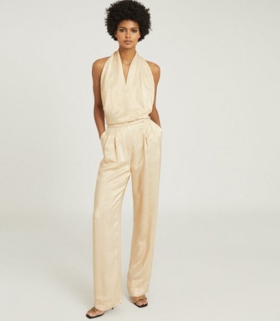 Reiss JODY JUMPSUIT METALLIC GOLD ~ party glamour ~ glamorous occasion ...