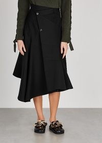 JW ANDERSON Black panelled twill midi skirt | asymmetric skirts