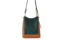 Katie Holmes tan colour block bag, STRATHBERRY LANA MIDI BUCKET BAG DUAL LEATHER TAN/BOTTLE GREEN, out in New York, 4 November 2020 | celebrity street style handbags