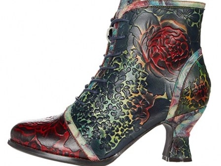 L’Artiste by Spring Step Concert floral lace up boot ~ vintage style hand painted boots - flipped
