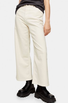 LEE Buttermilk Cropped A Line Flare Trousers | casual light coloured crop leg pants