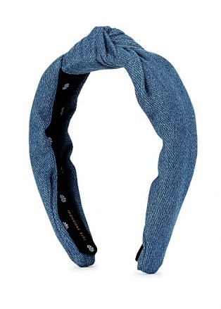LELE SADOUGHI Blue knotted denim headband | headbands | hair accessories - flipped