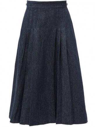 GABRIELA HEARST Lerna pleated denim skirt ~ dark blue pleat detail skirts