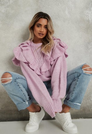 Missguided lilac frill detail jumper – ruffled jumpers - flipped