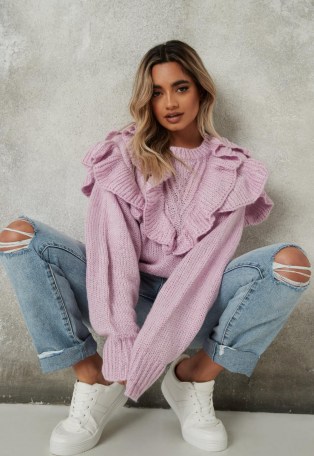 Missguided lilac frill detail jumper – ruffled jumpers