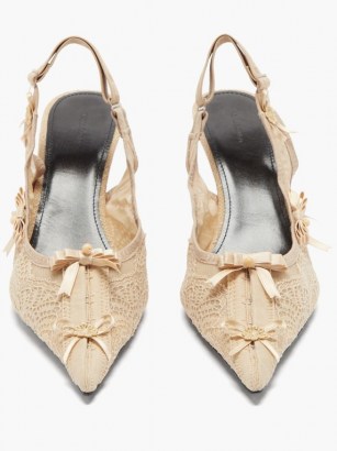 BALENCIAGA Lingerie sling-back lace pumps / romantic slingbacks / floral and bow embellished shoes