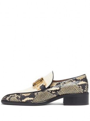 MARNI Linked snake & croc-effect leather loafers – chunky square toe loafer – shoes with reptile prints - flipped