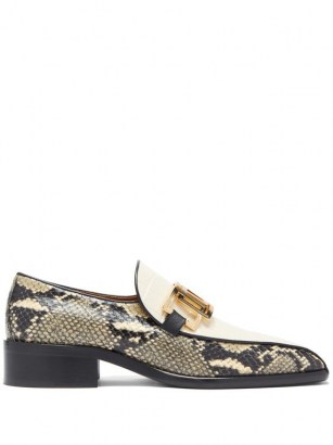 MARNI Linked snake & croc-effect leather loafers – chunky square toe loafer – shoes with reptile prints