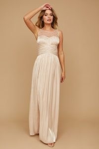 LITTLE MISTRESS GRACE BRIDESMAID BEIGE EMBELLISHMENT SWEETHEART MAXI DRESS ~ sleeveless bridesmaids dresses