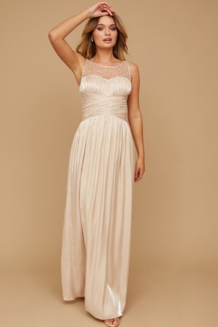 LITTLE MISTRESS GRACE BRIDESMAID BEIGE EMBELLISHMENT SWEETHEART MAXI DRESS ~ sleeveless bridesmaids dresses