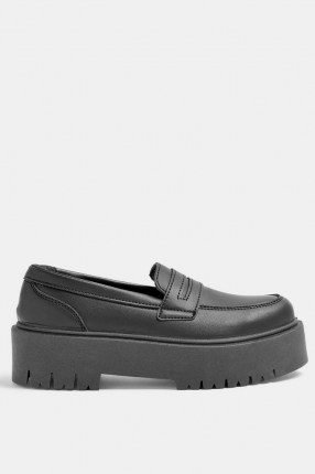 Topshop LOWDOWN Black Chunky Loafers | thick sole slip on shoes