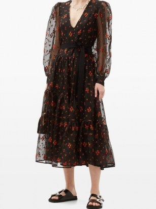 ERDEM Lucina floral-embroidered organza dress | | sheer puff sleeve dresses