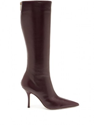PARIS TEXAS Mama leather knee-high boots ~ burgundy point toe boot ~ stiletto heel footwear