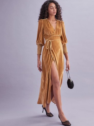 REFORMATION Mandi Dress ~ maxi length velvet wrap dresses ~ glamorous luxe style evening fashion - flipped