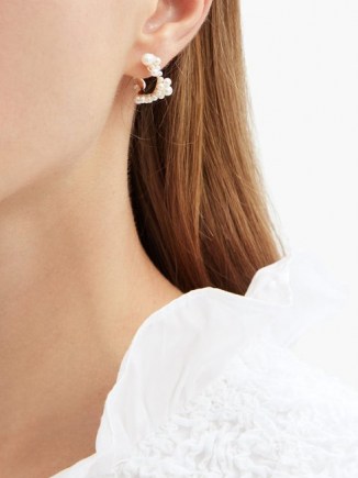 SOPHIE BILLE BRAHE Mary pearl & 14kt gold hoop earrings ~ pearls ~ feminine jewellery - flipped