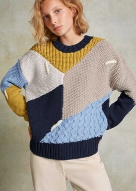 Me+Em Merino Wool Patchwork Jumper ~ patch pattern jumpers ~ chunky knits ~ me and em knitwear - flipped