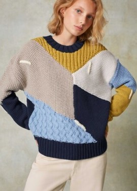 Me+Em Merino Wool Patchwork Jumper ~ patch pattern jumpers ~ chunky knits ~ me and em knitwear