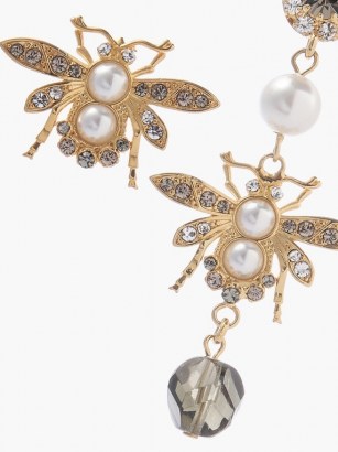 ERDEM Mismatched crystal-embellished bee earrings ~ romantic style jewellery ~ bees ~ glamorous drops