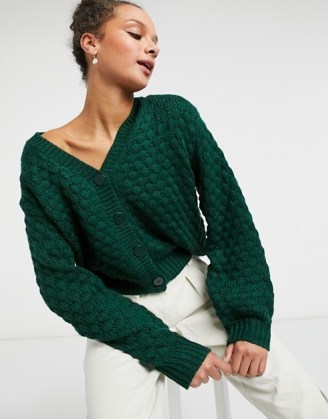 Monki Ninni knit cardigan in green | V-neck cardigans