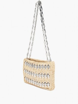 PACO RABANNE 1969 Nano raffia and chainmail shoulder bag ~ small chain strap bags ~ metal detail handbags - flipped