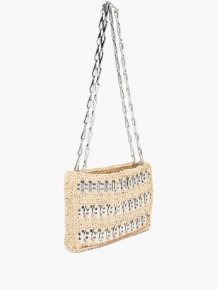PACO RABANNE 1969 Nano raffia and chainmail shoulder bag ~ small chain strap bags ~ metal detail handbags