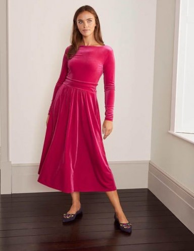 Boden Lois Velvet Dress / bright pink dresses