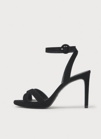 L.K. BENNETT NEATH BLACK SUEDE PLATFORM SANDALS / party heels - flipped