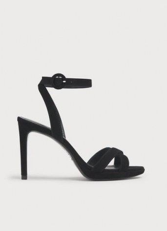 L.K. BENNETT NEATH BLACK SUEDE PLATFORM SANDALS / party heels