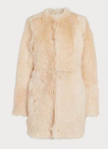 L.K. BENNETT NOOR IVORY SHEEPSKIN COAT ~ luxury winter coats ~ fluffy outerwear - flipped