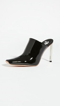 Off-White Patent Allen Sabot Mules ~ glossy black evening heels
