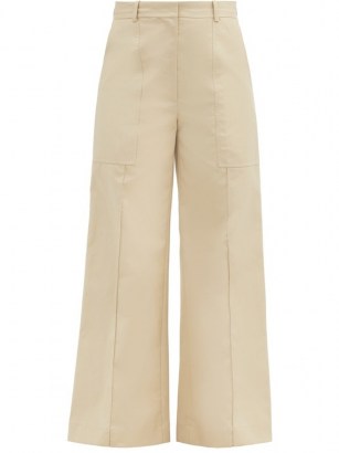 CO Patch-pocket cotton-poplin wide-leg trousers | smart-casual beige pants - flipped