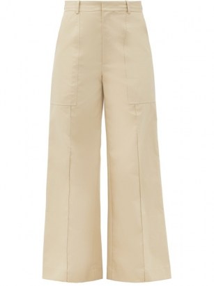 CO Patch-pocket cotton-poplin wide-leg trousers | smart-casual beige pants