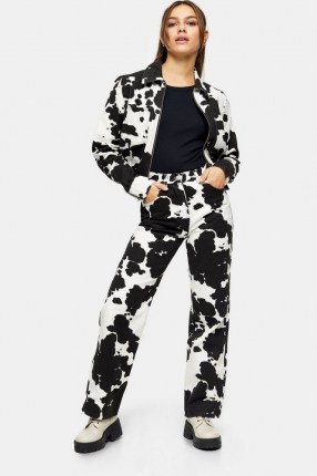 Topshop PETITE Cow Print 90s Straight Jeans | printed denim | animal prints - flipped