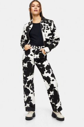 Topshop PETITE Cow Print 90s Straight Jeans | printed denim | animal prints