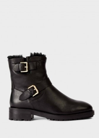 HOBBS PHILLIPA ANKLE BOOT – black leather biker boots – buckle detail winter footwear – essential casual weekend style