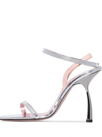 Piferi Fantasia 100mm sandals / metallic silver and blush pink evening heels - flipped
