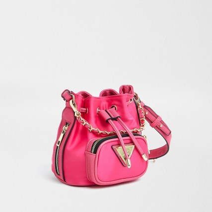 RIVER ISLAND Pink faux leather mini duffle bag ~ small crossbody - flipped
