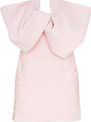 Magda Butrym bow detail fitted mini dress in light-pink ~ evening glamour ~ glamorous party dresses - flipped