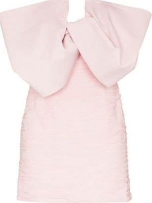 Magda Butrym bow detail fitted mini dress in light-pink ~ evening glamour ~ glamorous party dresses