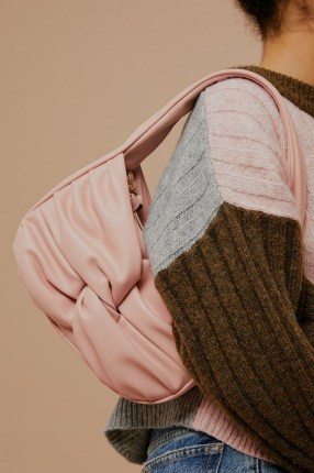 Topshop Pink Twist Knot PU Shoulder Bag – faux leather handbags - flipped