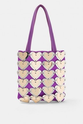 TOPSHOP Purple Metal Heart Grab Bag ~ small retro bags ~ hearts - flipped