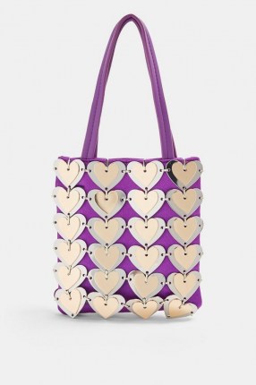 TOPSHOP Purple Metal Heart Grab Bag ~ small retro bags ~ hearts
