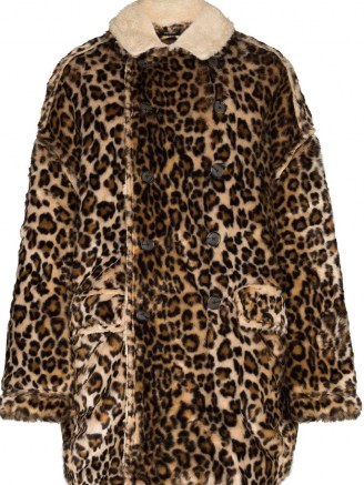 R13 leopard print oversized coat / faux fur winter coats / wild animal prints - flipped