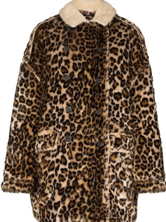 R13 leopard print oversized coat / faux fur winter coats / wild animal prints