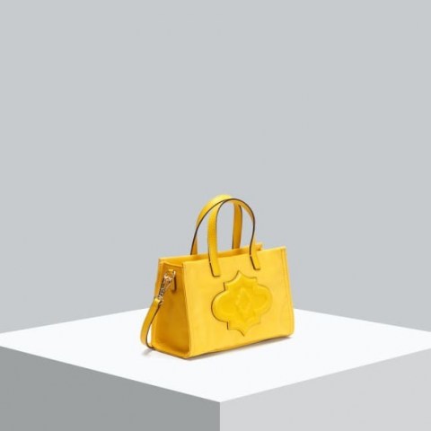 orYANY Ramsey L Mini Tote Banana | small yellow top handle bags | bright handbags - flipped