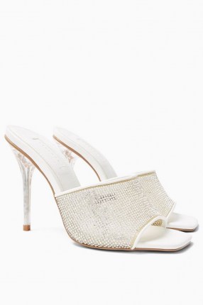 TOPSHOP RATTLE Silver Diamante Mules ~ party heels - flipped