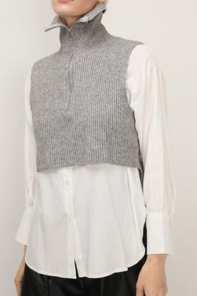 storets Stella Crop Knit Vest And Shirt Set | fashionable knitwear | knitted fashion - flipped
