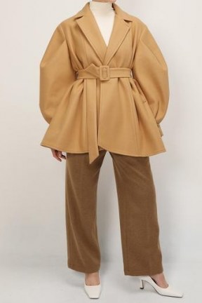 storets Aubrey Structured Puff Sleeve Coat | balloon sleeve coats | exaggerated sleeves | oversized outerwear - flipped
