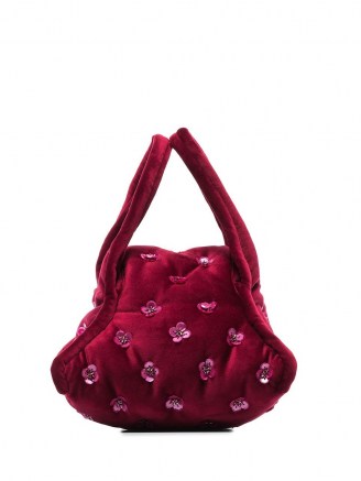 Khaore flower appliqué detailed handbag / small vintage style bags / burgundy handbags - flipped