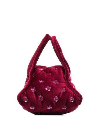 Khaore flower appliqué detailed handbag / small vintage style bags / burgundy handbags